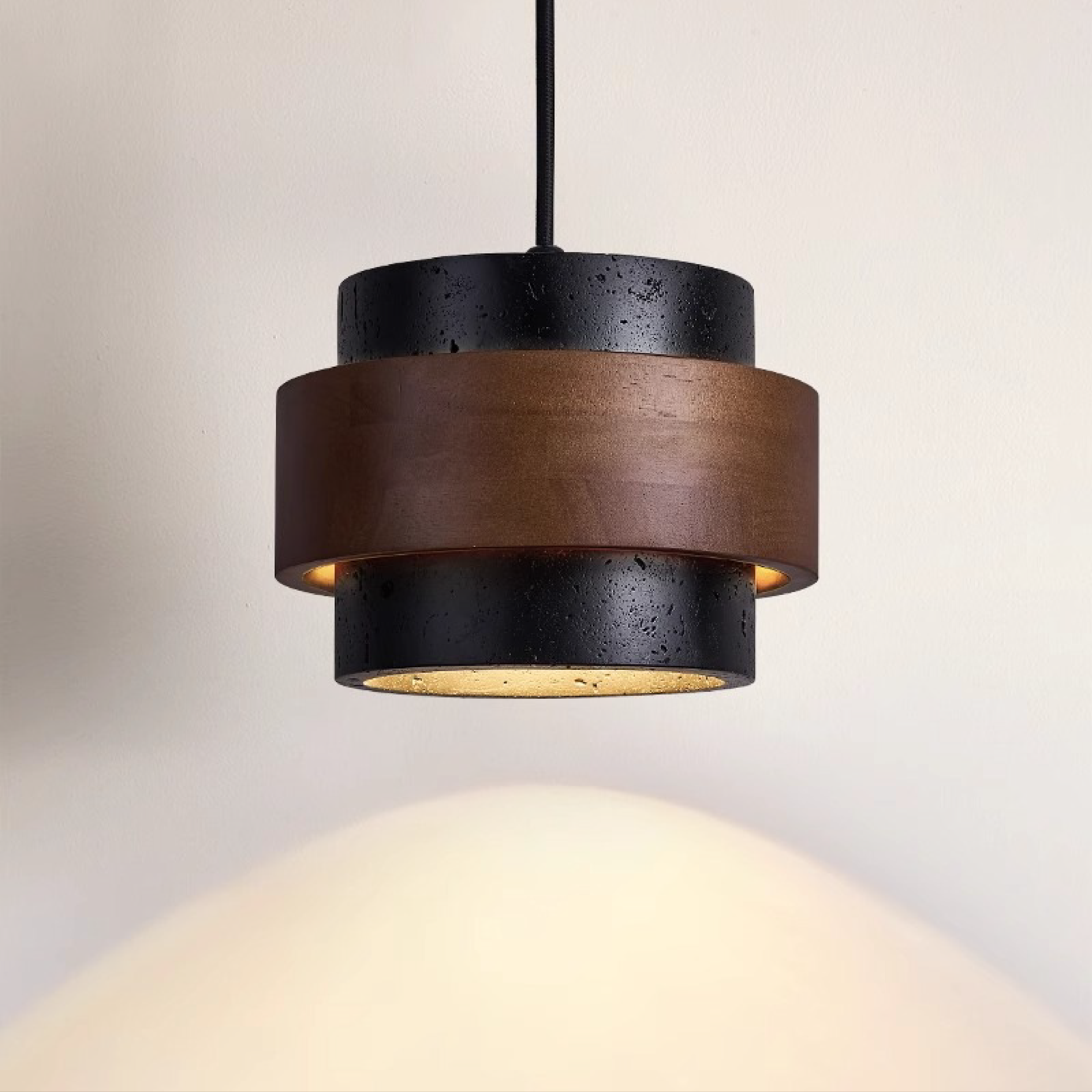 Pendant Light in Classic Black Stone Travertine Finish
