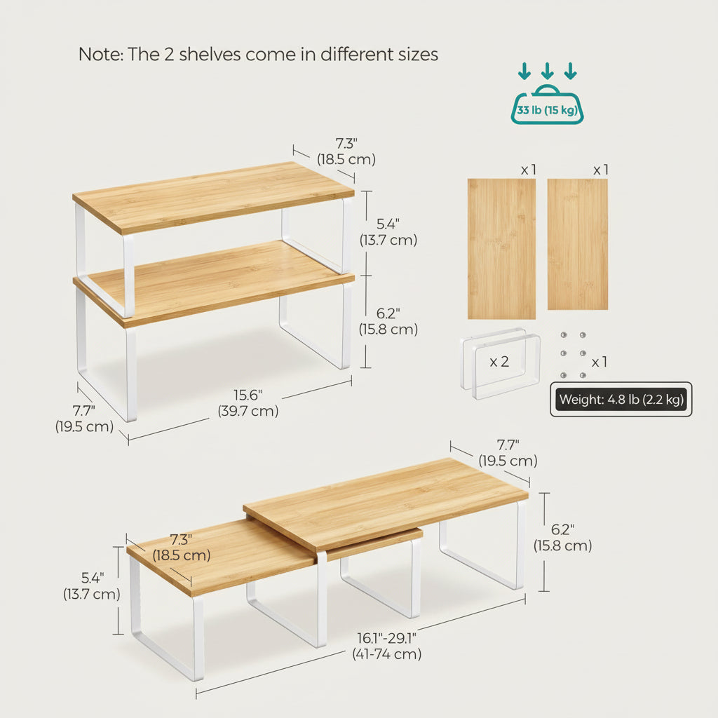 Stackable Metal Racks for Kitchen Cabinet Storage Organizer