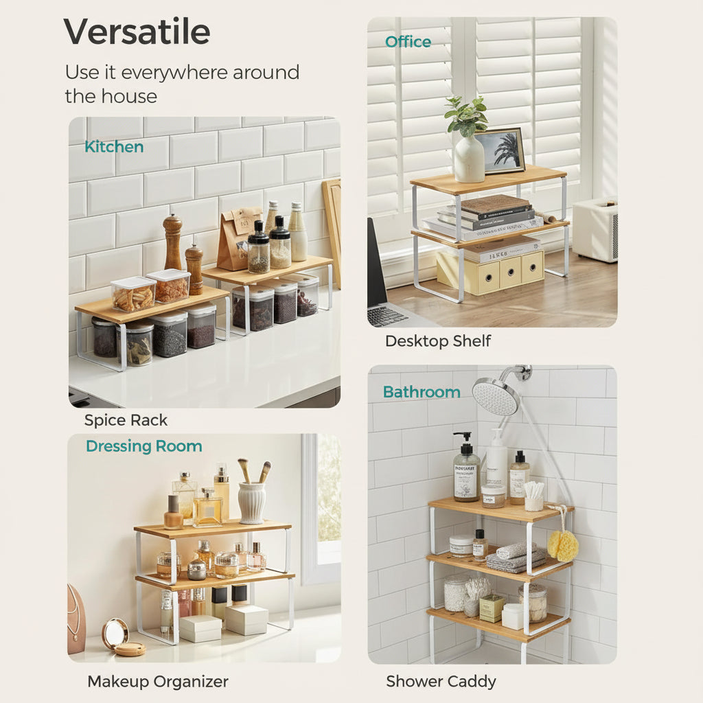 Stackable Metal Racks for Kitchen Cabinet Storage Organizer