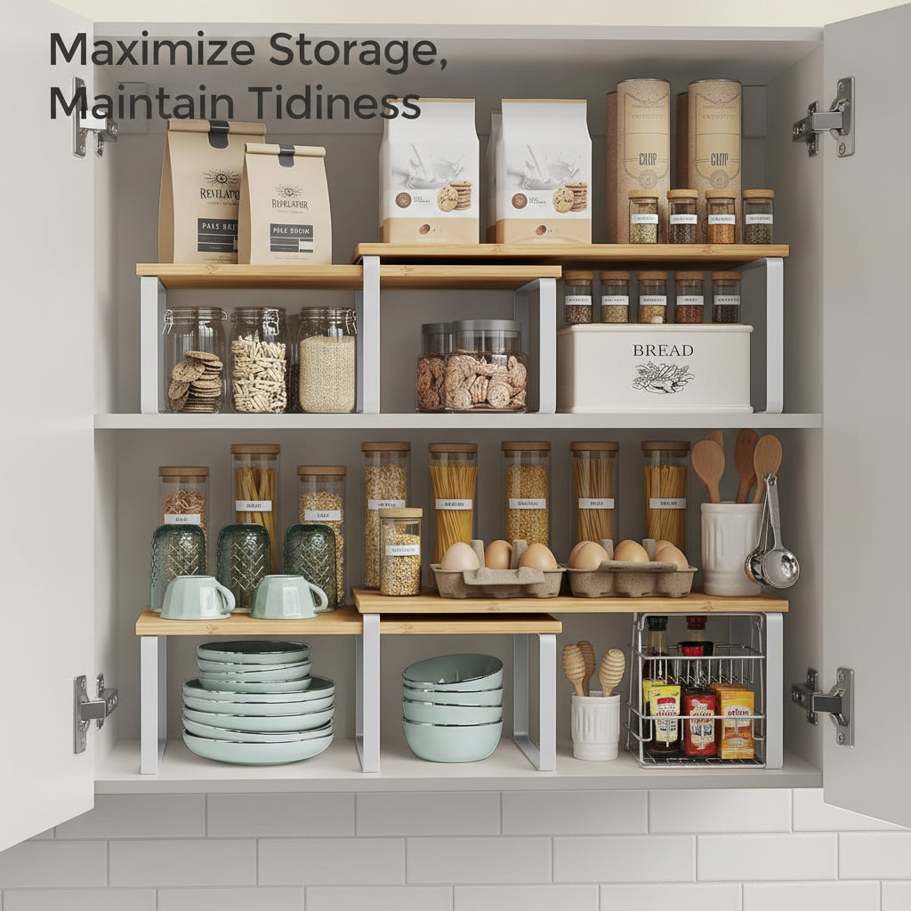Stackable Metal Racks for Kitchen Cabinet Storage Organizer