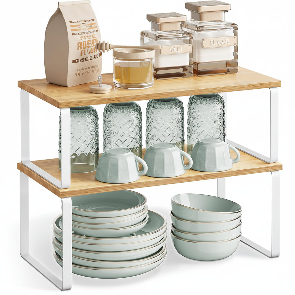 Stackable Metal Racks for Kitchen Cabinet Storage Organizer