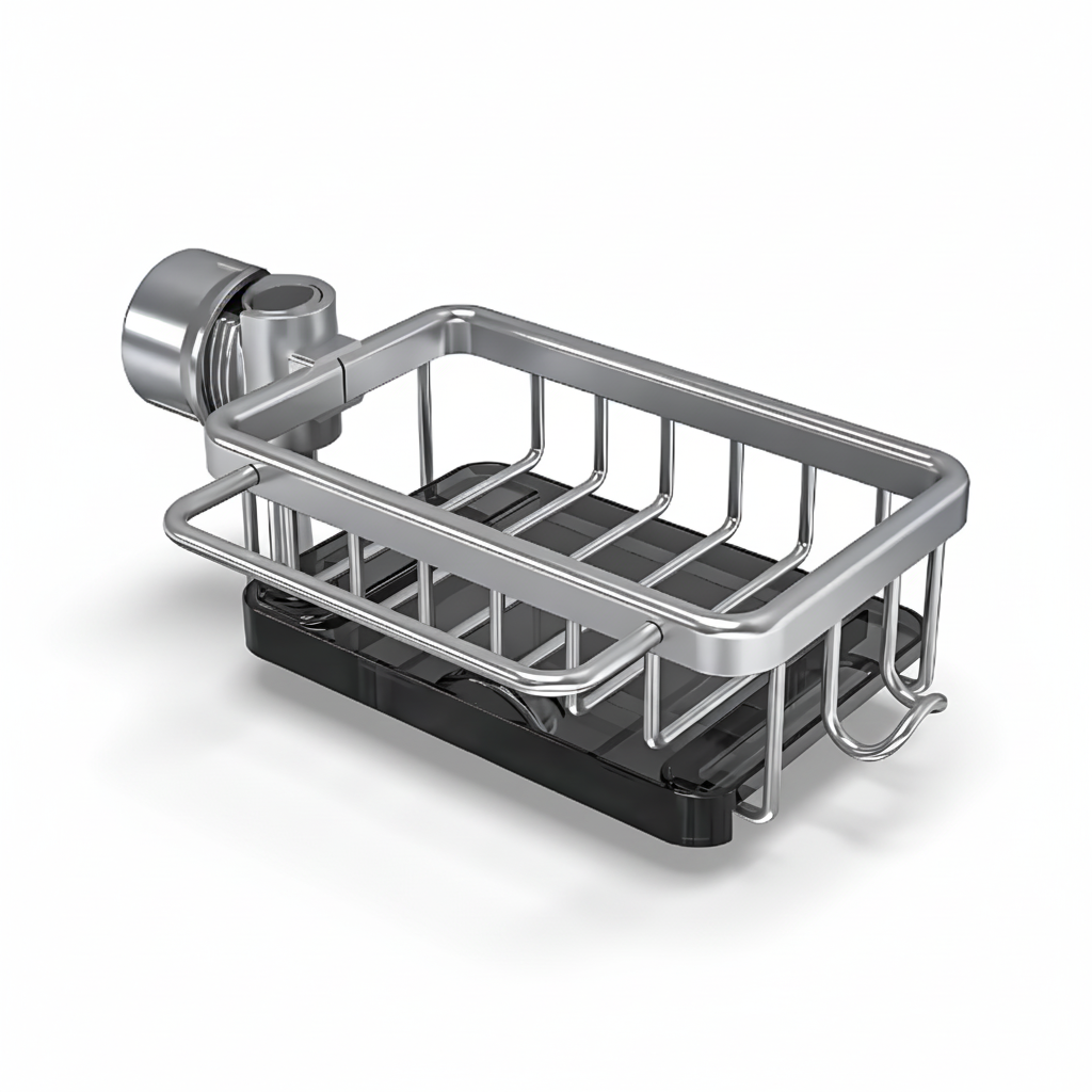 Aluminum Storage Basket for Kitchen Sink with Quick Drain Feature