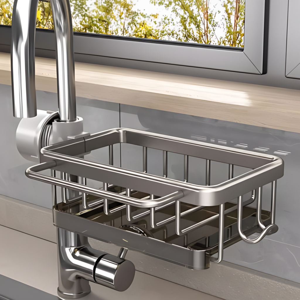 Aluminum Storage Basket for Kitchen Sink with Quick Drain Feature