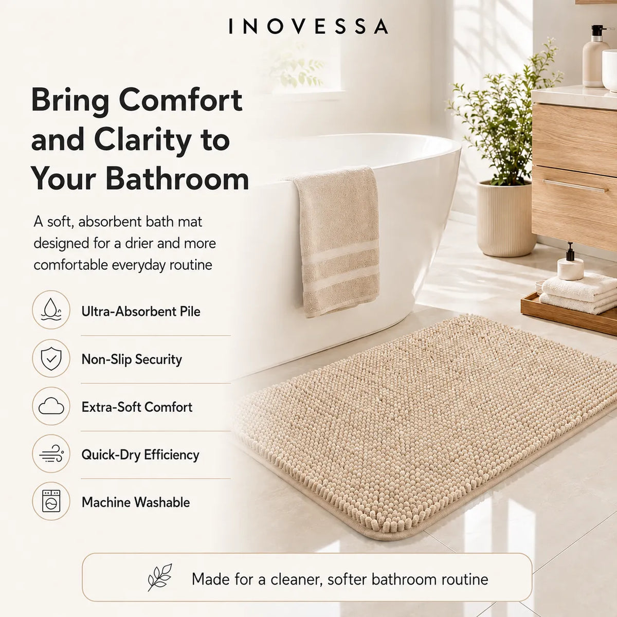 Luxurious Chenille Bathroom Mat for Ultimate Comfort