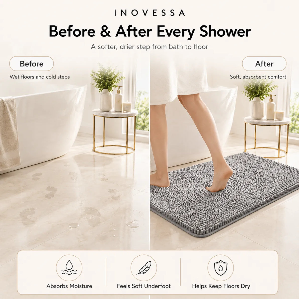 Luxurious Chenille Bathroom Mat for Ultimate Comfort