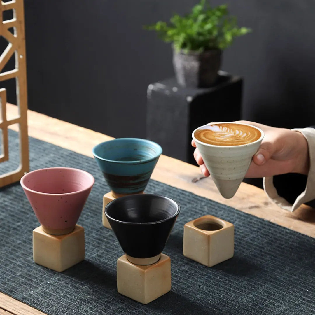 Artisan Cone-Shaped Espresso Mug Set