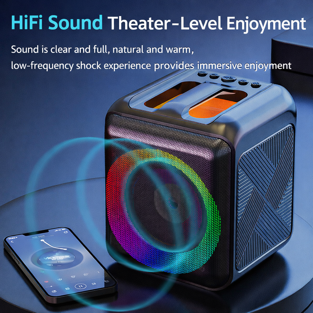 Portable Bluetooth Karaoke Speaker with Wireless Microphones