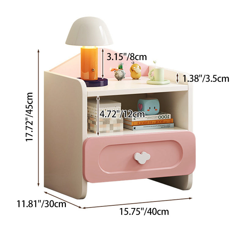 Children's Side Table with 2 Drawers – MDF Storage for Bedroom or Living Room