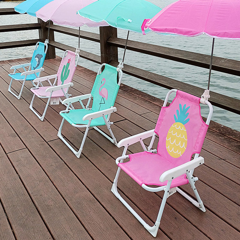 Foldable Reclining Chair for Kids - Metal and PP with Sunshade for Garden or Beach