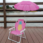 Foldable Reclining Chair for Kids - Metal and PP with Sunshade for Garden or Beach