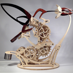 Handcrafted Wooden Hummingbird Sculpture – Dynamic Motion Art for Home