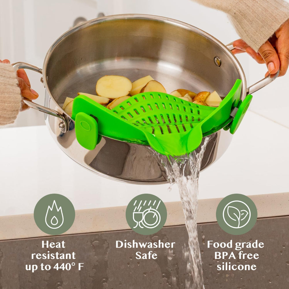 Silicone Pasta Colander with Clip for Kitchen Straining