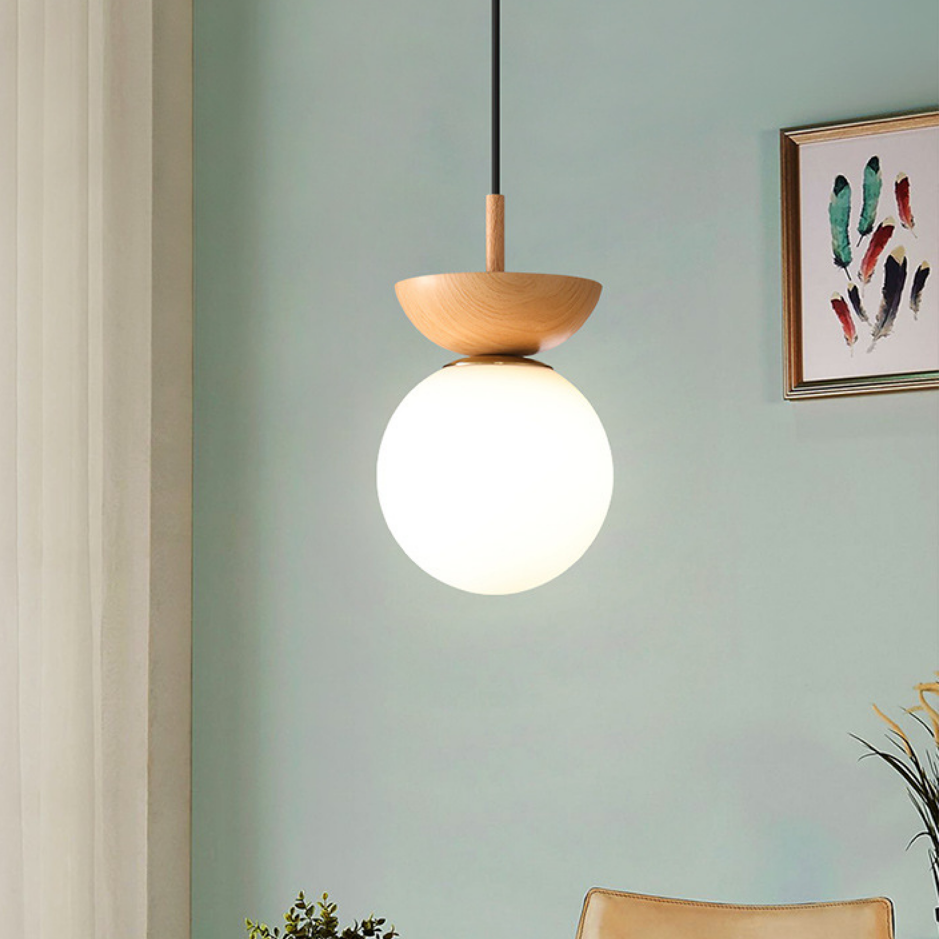 Japanese-Inspired Globe Pendant Light in Minimalist Design