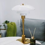 Danish Glass Table Lamp with Vintage Shade Design