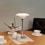 Danish Glass Table Lamp with Vintage Shade Design