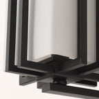 Rectangular Glass Shade Outdoor Wall Fixture with Metal Frame
