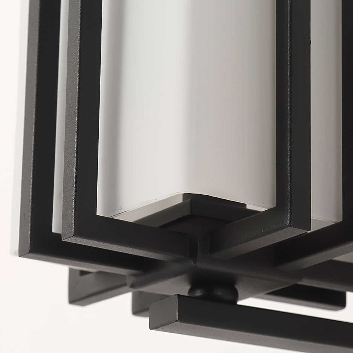 Rectangular Glass Shade Outdoor Wall Fixture with Metal Frame