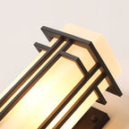 Rectangular Glass Shade Outdoor Wall Fixture with Metal Frame