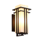 Rectangular Glass Shade Outdoor Wall Fixture with Metal Frame