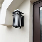 Rectangular Glass Shade Outdoor Wall Fixture with Metal Frame