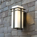 Rectangular Glass Shade Outdoor Wall Fixture with Metal Frame