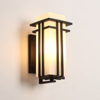 Rectangular Glass Shade Outdoor Wall Fixture with Metal Frame