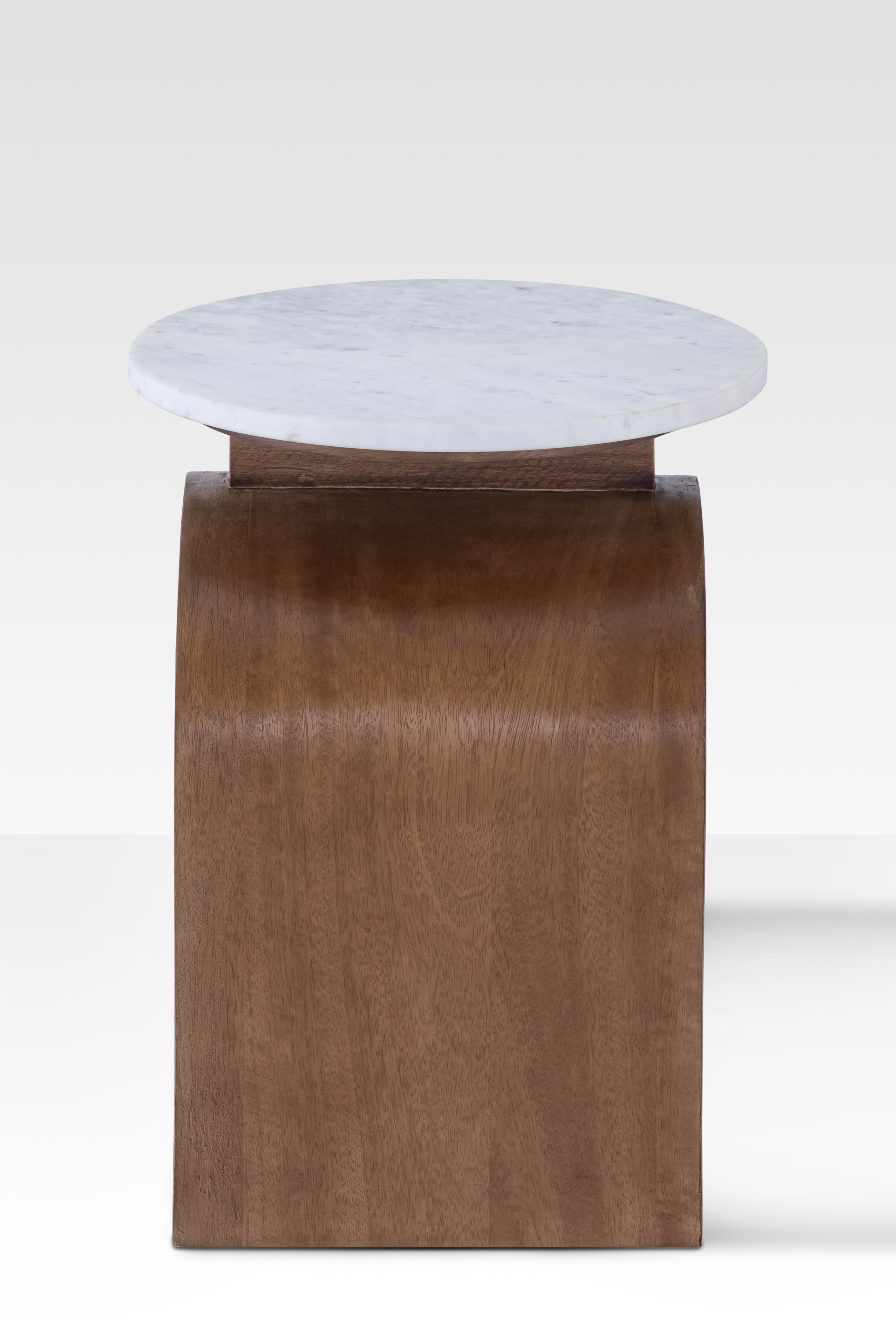 Modern End Table with Marble Top and Walnut Base – Stylish Living Room Accent with Shelf