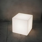 Outdoor Floor Lamp - White LED Cube Garden Lighting