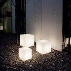 Outdoor Floor Lamp - White LED Cube Garden Lighting