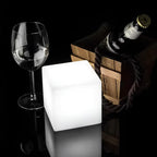 Outdoor Floor Lamp - White LED Cube Garden Lighting