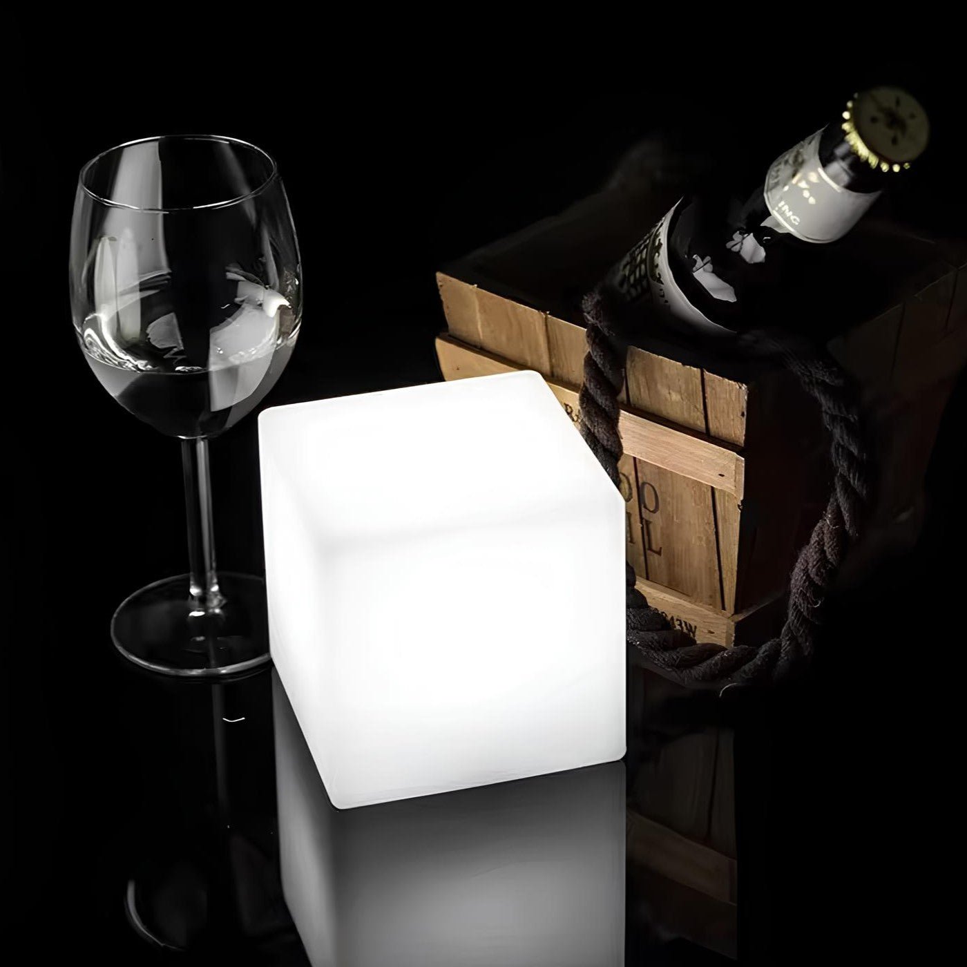 Outdoor Floor Lamp - White LED Cube Garden Lighting