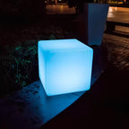 Outdoor Floor Lamp - White LED Cube Garden Lighting