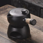 Traditional Craft Stoneware Tea Set with Warming Base