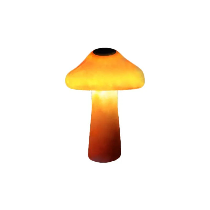 Garden Lamp Set with LED Mushrooms in Orange Resin for Outdoors