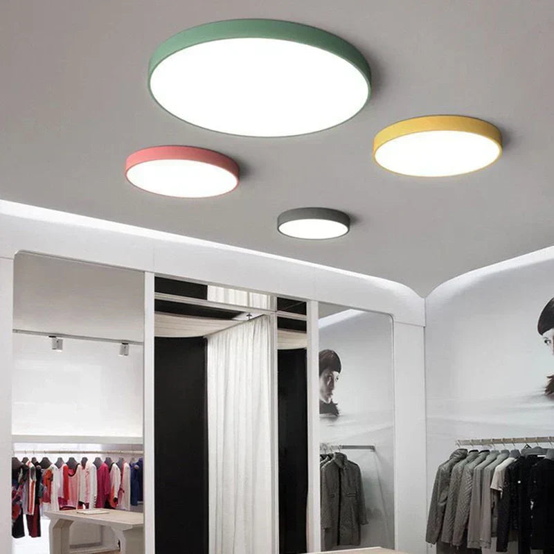 Metal Framed Round Ceiling Light with LED Illumination