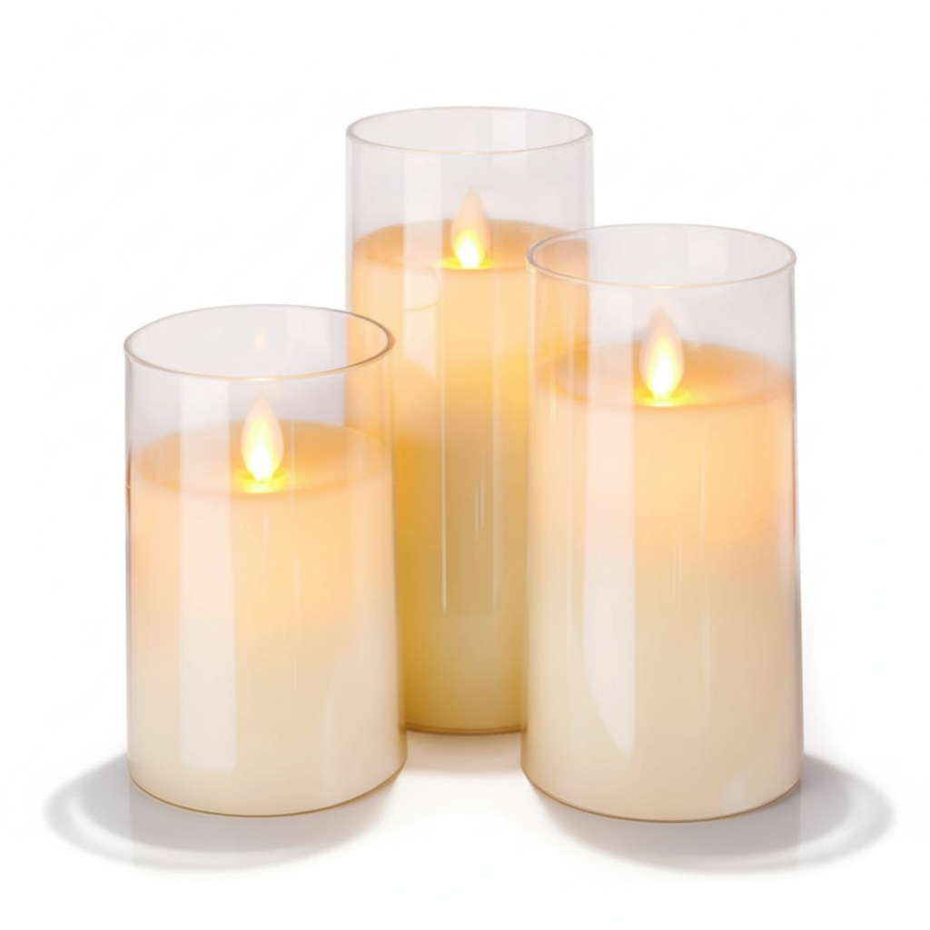 Set of Warm White Flameless LED Candles with Remote Control
