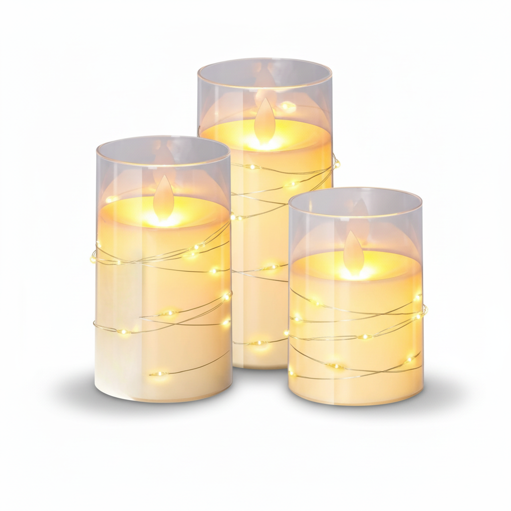 Set of Warm White Flameless LED Candles with Remote Control