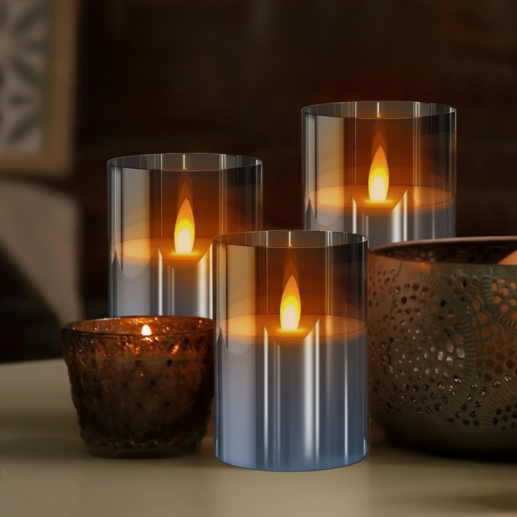 Set of Warm White Flameless LED Candles with Remote Control