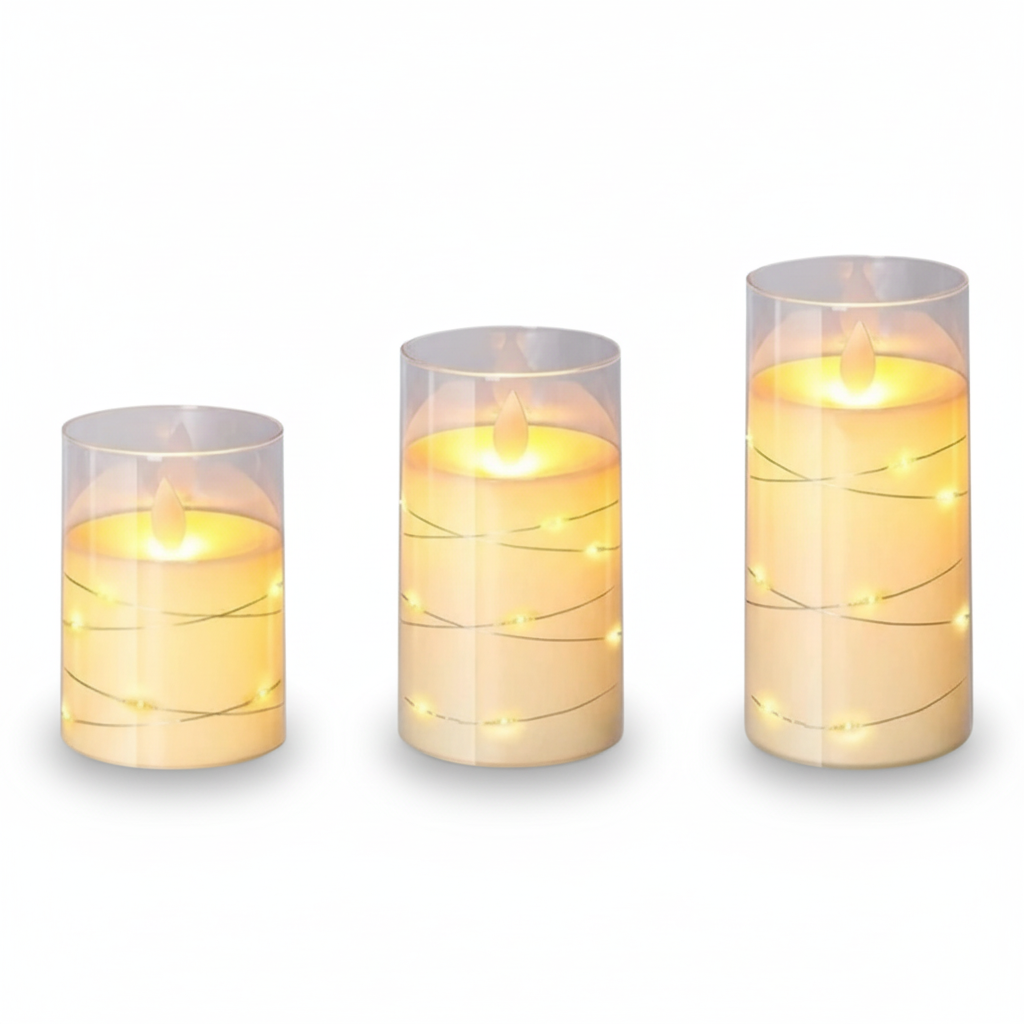 Set of Warm White Flameless LED Candles with Remote Control