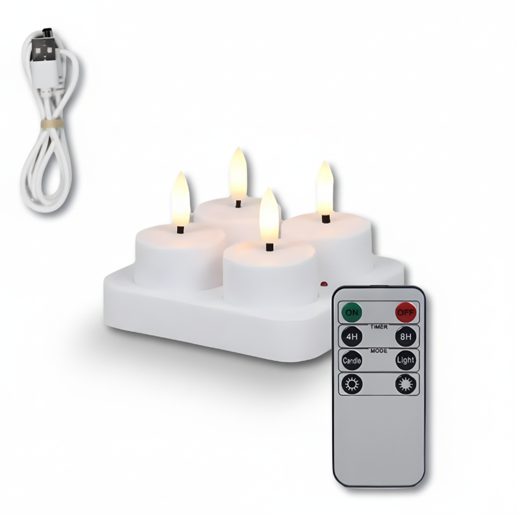 Flameless LED Candle Set with Remote Control and USB Rechargeable Timer