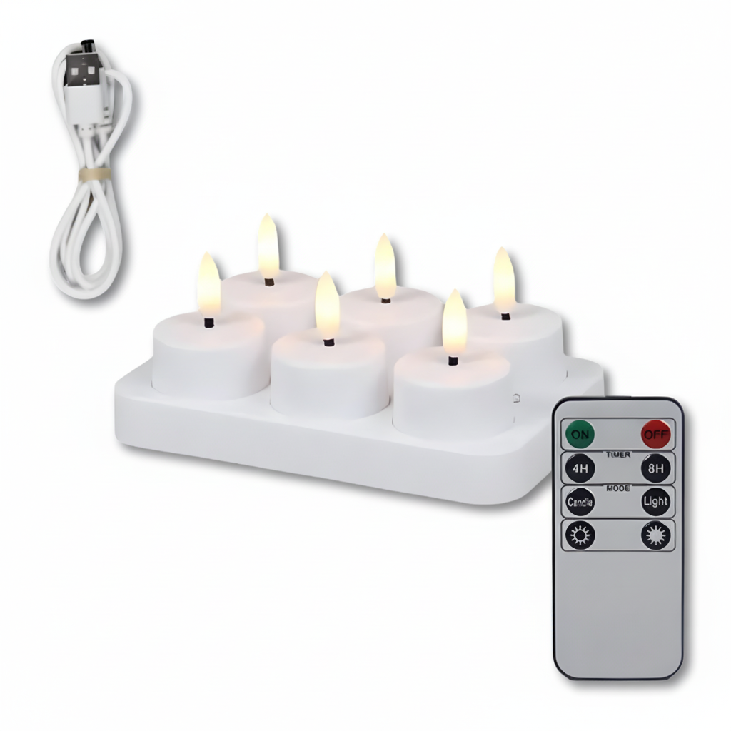 Flameless LED Candle Set with Remote Control and USB Rechargeable Timer