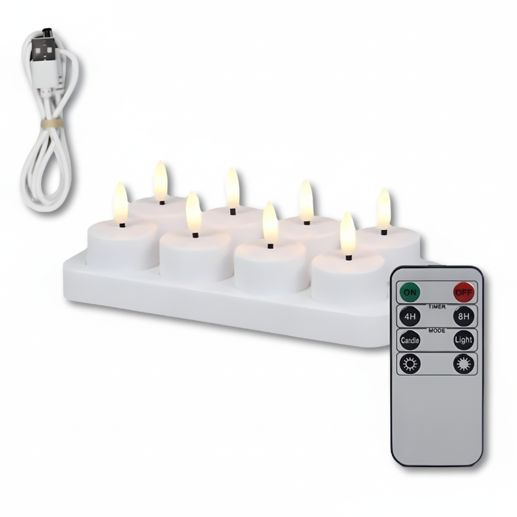 Flameless LED Candle Set with Remote Control and USB Rechargeable Timer