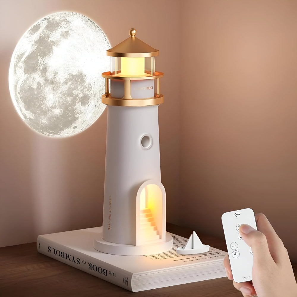 LED Lamp for Room Decor with Lighthouse Night Light Projection