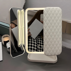 Foldable LED Makeup Mirror with Triple Magnification and Adjustable Lighting