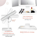 Foldable LED Makeup Mirror with Triple Magnification and Adjustable Lighting
