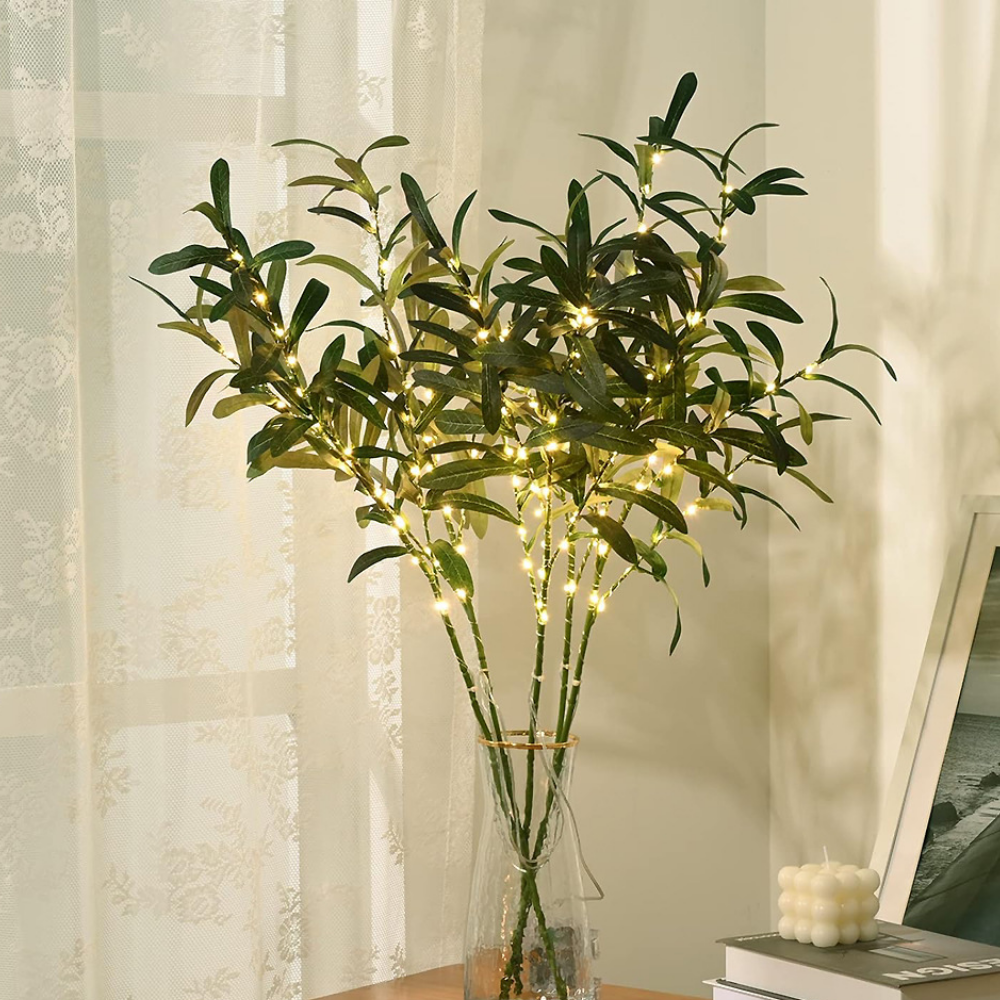 Natural Floral Accent Table Light with LED Branch Design for Home Decor