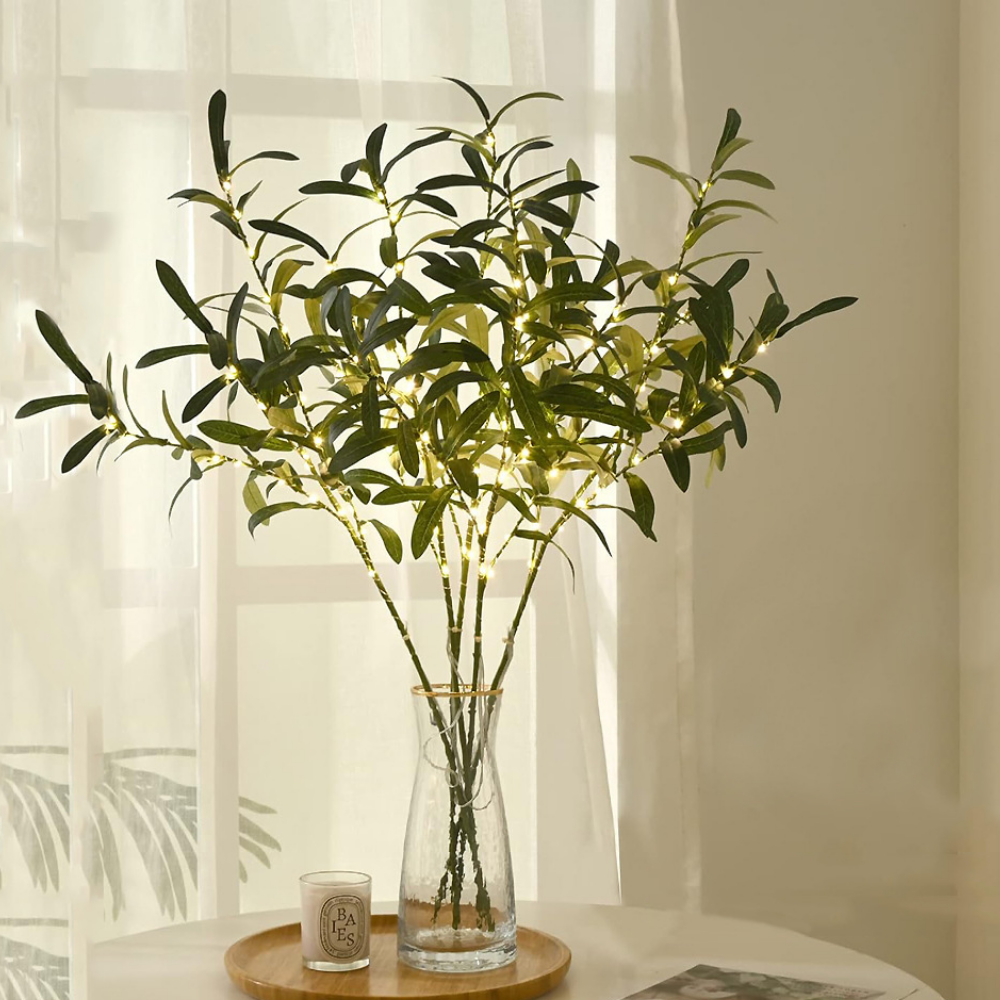 Natural Floral Accent Table Light with LED Branch Design for Home Decor