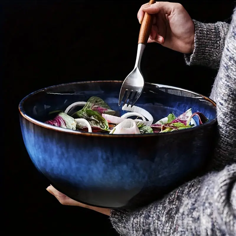Cerulean Elegance Ceramic Serving Bowl