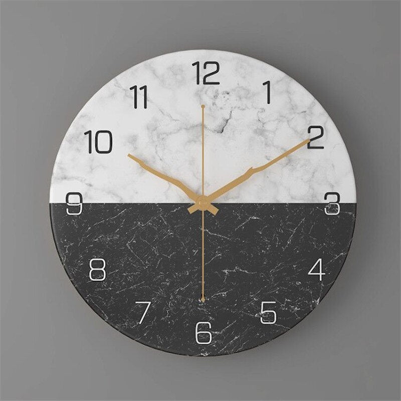 11.81-Inch Decorative Wall Clock with Marble Design and Silent Quartz Mechanism