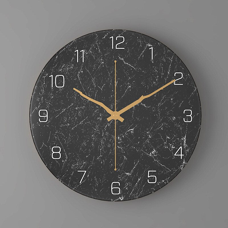 11.81-Inch Decorative Wall Clock with Marble Design and Silent Quartz Mechanism